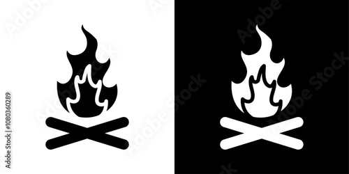 Campfire icon linear logo isolated