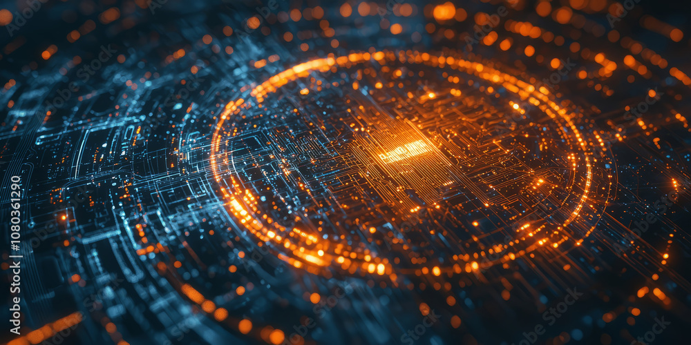 abstract tech background with neon-lit circuit boards, wires, and microchips, set against a dark, gradient blue background. abstract tech background with neon-lit circuit boards, wires, and microchips, set against a dark, gradient blue background.