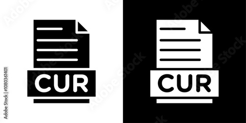 CUR File Document Icon linear logo isolated