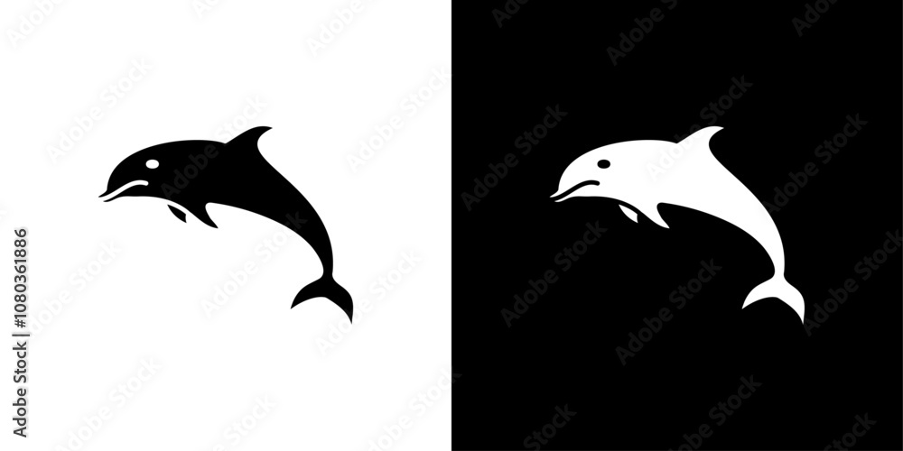 Naklejka premium Dolphin icon linear logo isolated