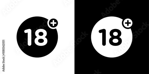 Eighteen plus icon linear logo isolated