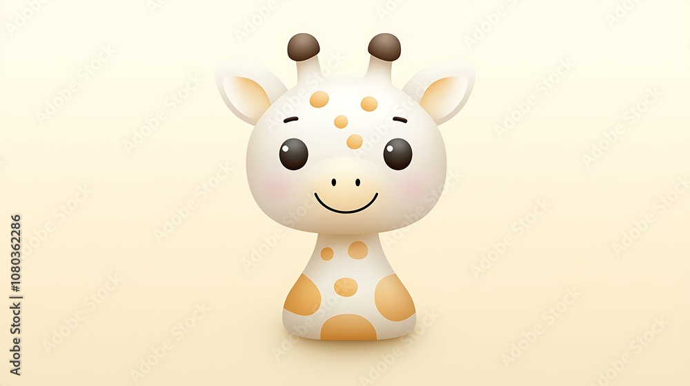 Cute Cartoon Giraffe Character with Big Eyes and Cheerful Expression on Soft Background Perfect for Children's Illustrations and Baby Products Cute Cartoon Giraffe Character with Big Eyes and Cheerful Expression on Soft Background Perfect for Children's Illustrations and Baby Products