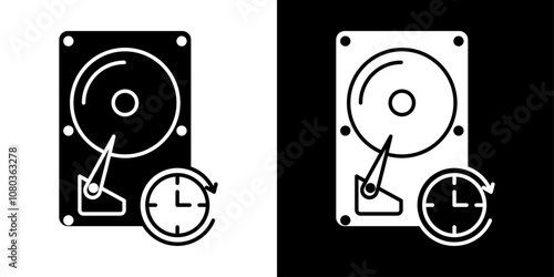 Hard disk drive icon linear logo isolated