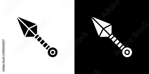 Kunai throwing knife icon linear logo isolated