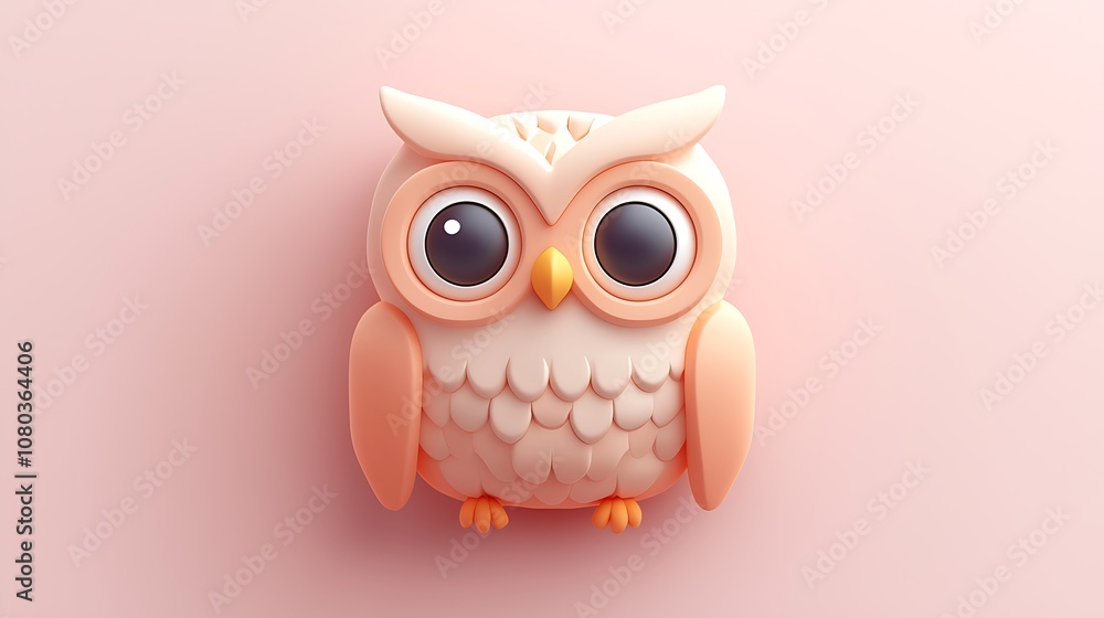 Cute and Adorable Cartoon Owl Character with Big Eyes on Soft Pink Background Perfect for Children's Design Projects and Creative Illustrations Cute and Adorable Cartoon Owl Character with Big Eyes on Soft Pink Background Perfect for Children's Design Projects and Creative Illustrations