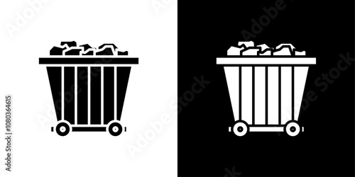 Mining Cart icon linear logo isolated
