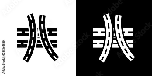 Multi level junction icon linear logo isolated