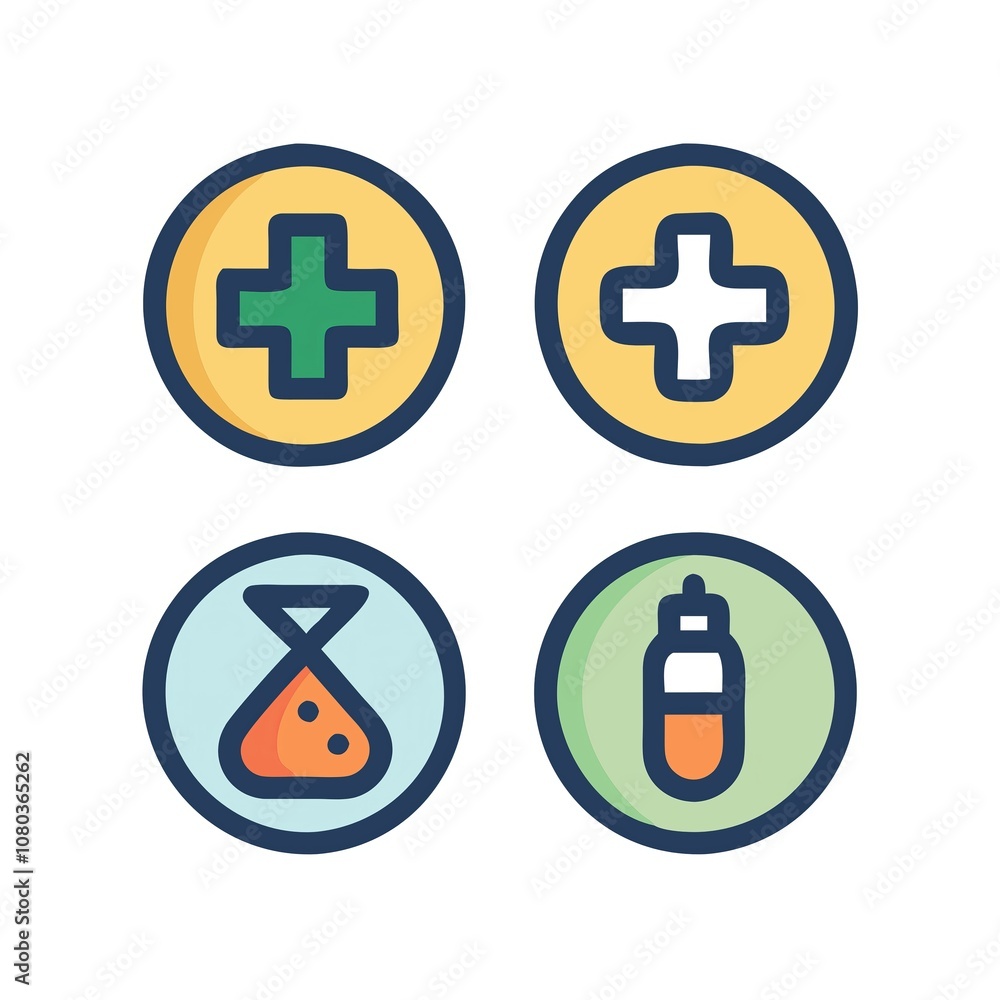 Obraz premium A simple Medicare icon featuring a medical cross, stethoscope, and shield, symbolizing health coverage and protection.