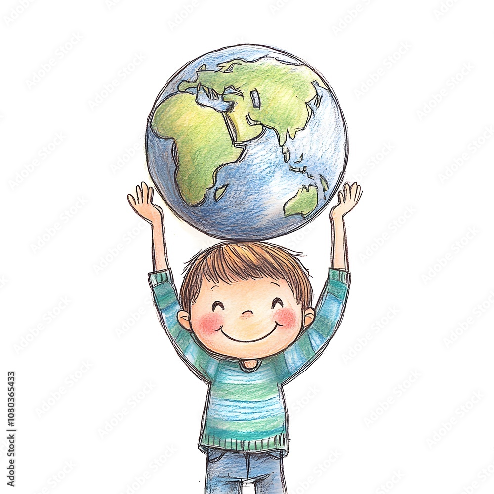 Happy Boy Holding Earth Globe World Global Kid Environment Illustration Cartoon Nat Happy Boy Holding Earth Globe World Global Kid Environment Illustration Cartoon Nat