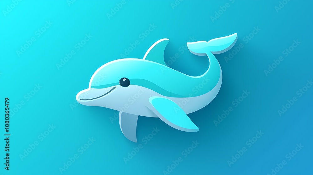 Fototapeta premium Playful Dolphin Swimming in Clear Blue Ocean Waters, Perfect for Illustrations Related to Marine Life, Conservation, Education, and Aquatic Themes