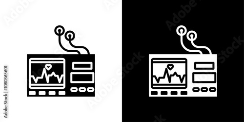 Portable electrocardiogram icon linear logo isolated
