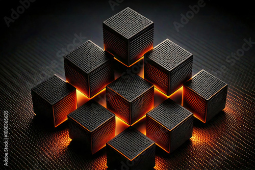 Stacked solid cubes with light coming through the cracks for the background.