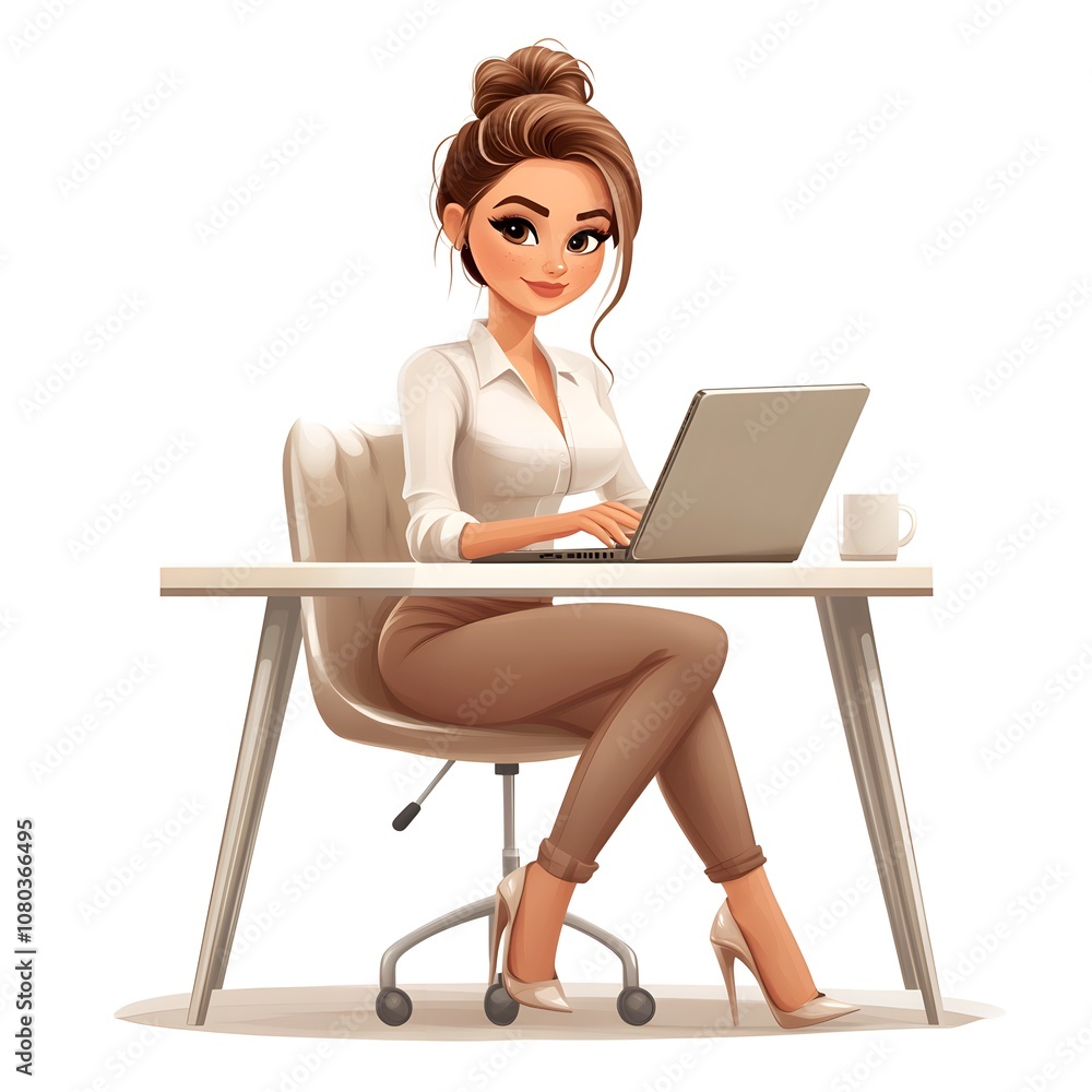 Businesswoman Working On Laptop At Desk Office Professional Productivity Woman C Businesswoman Working On Laptop At Desk Office Professional Productivity Woman C