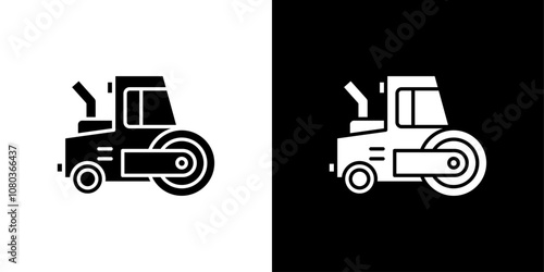 Road roller icon linear logo isolated