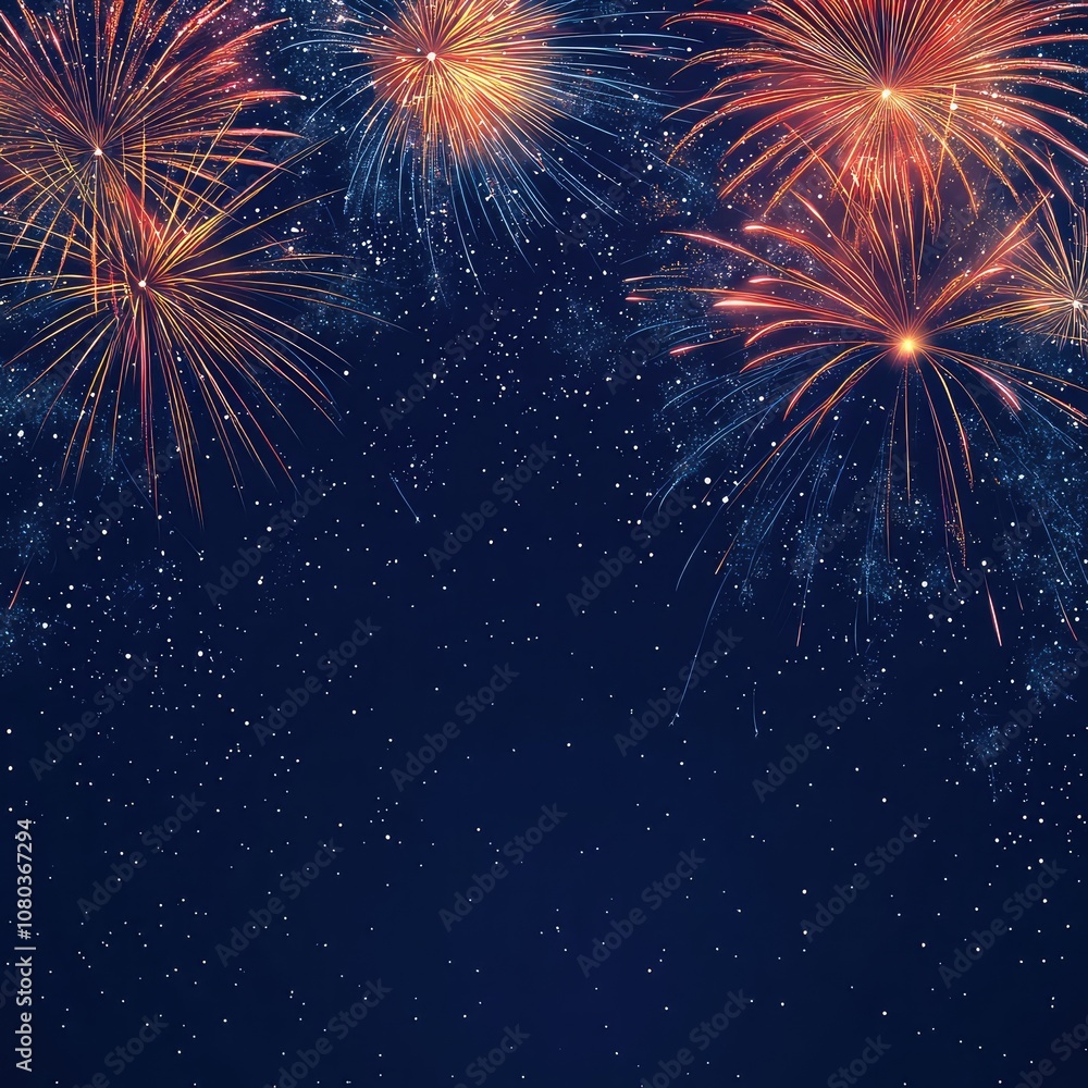 Fototapeta premium New Year background, New Year banner, fireworks in the night sky, luxury banner