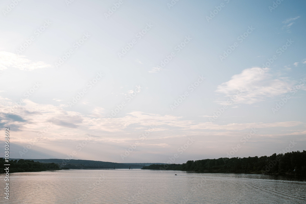 Landscape of Vyatka river. Vyatskiye Polyany, Kirov region,Russia. View of the river on a summer day. Landscape of Vyatka river. Vyatskiye Polyany, Kirov region,Russia. View of the river on a summer day.