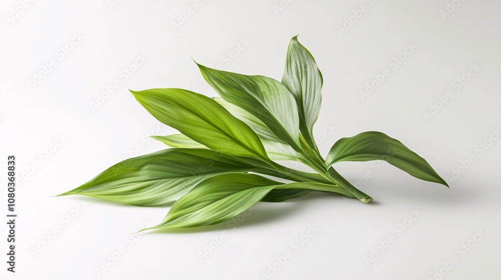 Lush Green Leaves on White: A Study in Botanical Minimalism Lush Green Leaves on White: A Study in Botanical Minimalism