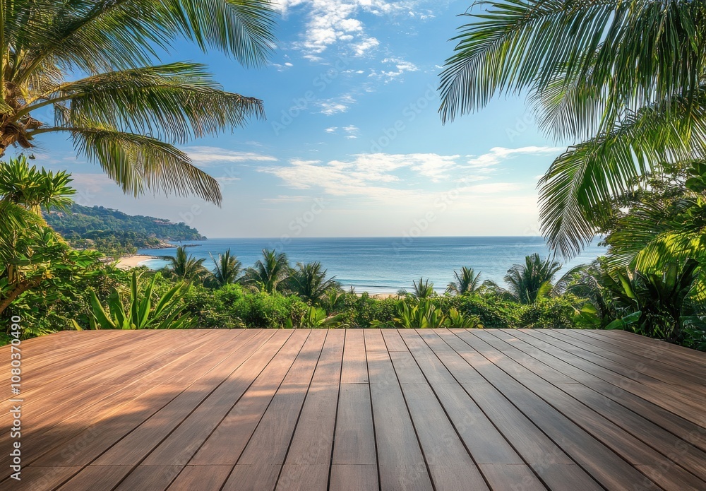 Fototapeta premium Beautiful Beach and Palm Trees View in Summer