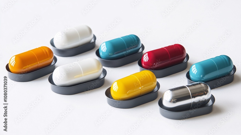 Colorful Capsules in Trays: A Modern Medical Still Life. Explore themes of health, wellness, and pharmaceutical science through vibrant and captivating imagery. Colorful Capsules in Trays: A Modern Medical Still Life. Explore themes of health, wellness, and pharmaceutical science through vibrant and captivating imagery.