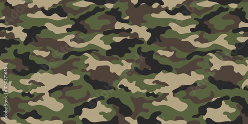 Green camouflage military pattern. Khaki camouflage pattern for clothing design.	