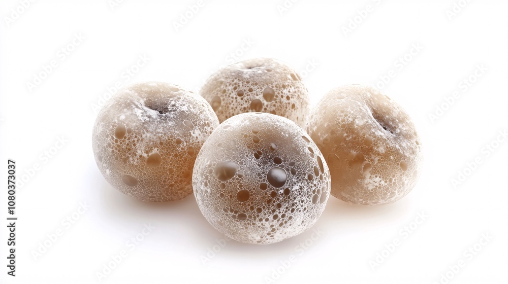 A Captivating Close-Up of Four Apples Adorned with Delicate Soap Bubbles on a Pristine White Backdrop A Captivating Close-Up of Four Apples Adorned with Delicate Soap Bubbles on a Pristine White Backdrop