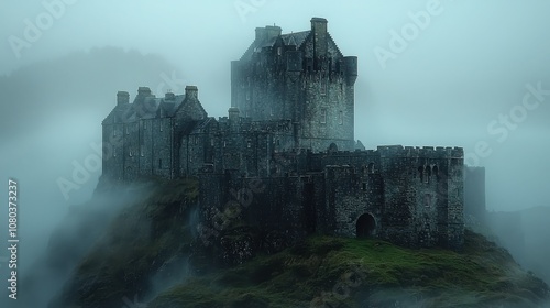 Explore the enigmatic beauty of a medieval scottish castle shrouded in mysterious fog