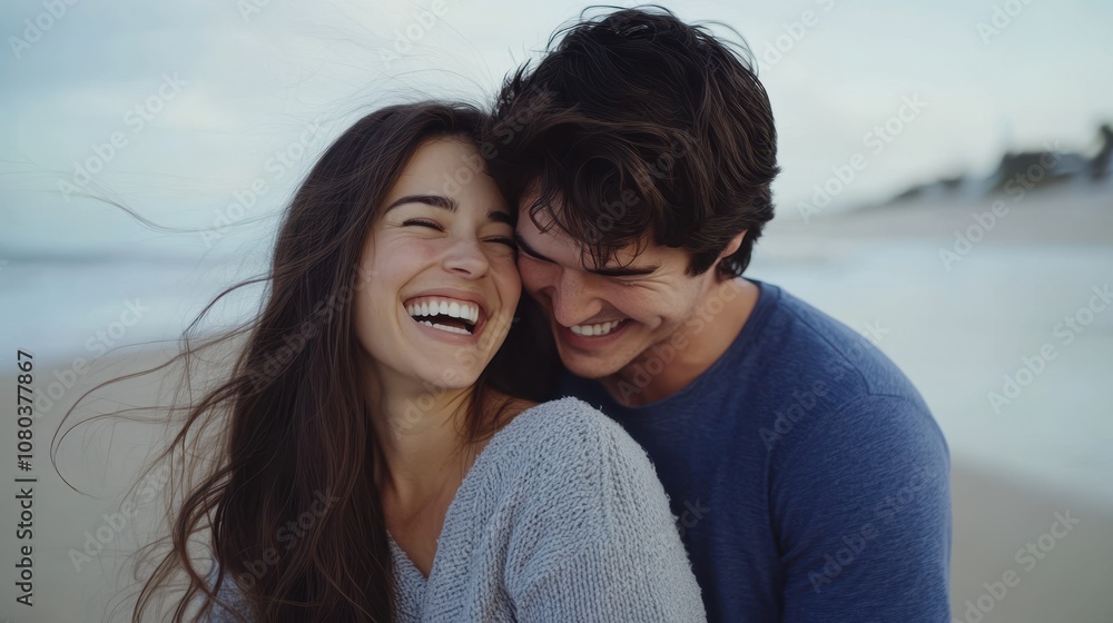 The Couple Laughing at Beach