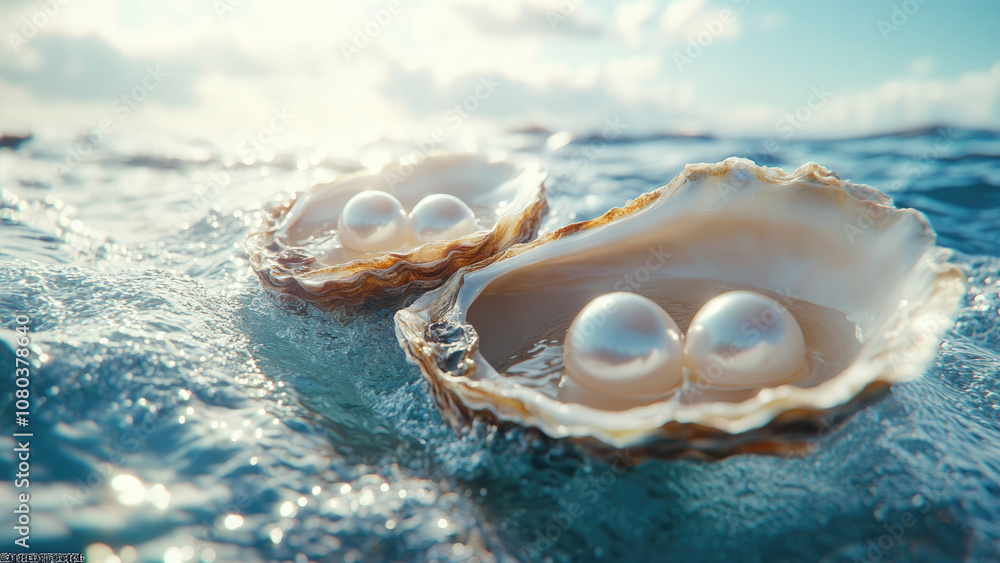 Two Shimmering Pearls Resting in an Oyster Shell Two Shimmering Pearls Resting in an Oyster Shell