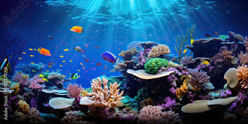 Fototapeta Naklejka Na Ścianę i Meble -  Colored coral reefs and marine life