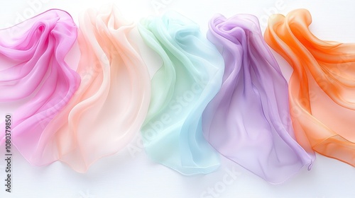 Elegant Flowing Fabric Background in Soft Pastel Tones, Ideal for Fashion, Textile Design, Backgrounds, and Creative Projects with a Touch of Sophistication and Grace