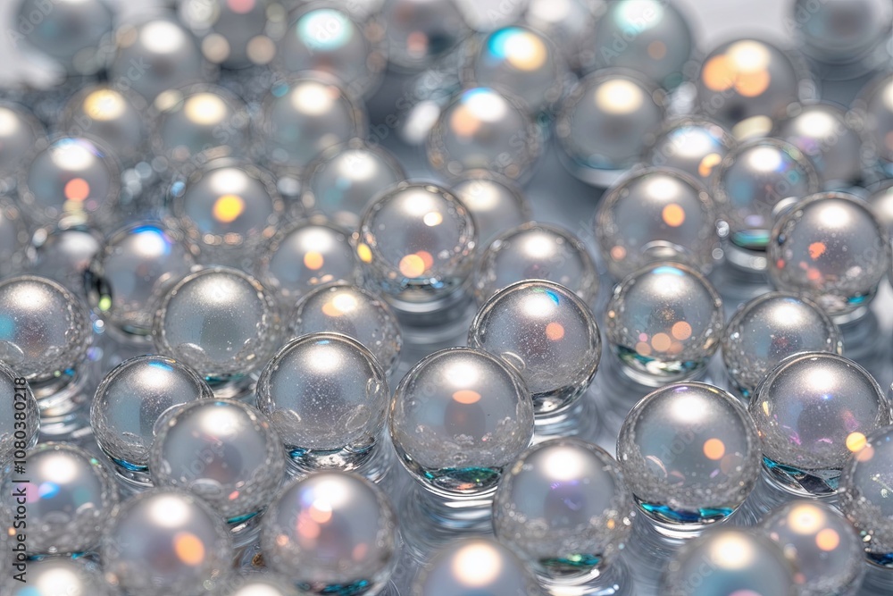 Pristine Sparkling Liquid Beads on a Clear Background Pristine Sparkling Liquid Beads on a Clear Background