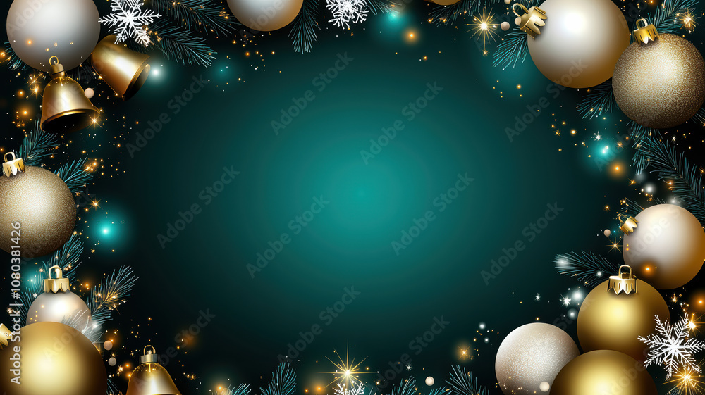 Holiday ornament frame with baubles and snowflakes vector illustration Holiday ornament frame with baubles and snowflakes vector illustration