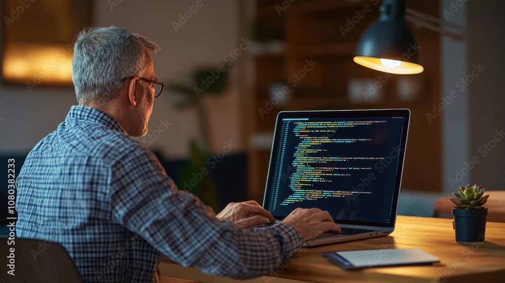 The Senior Man Coding Quietly The Senior Man Coding Quietly