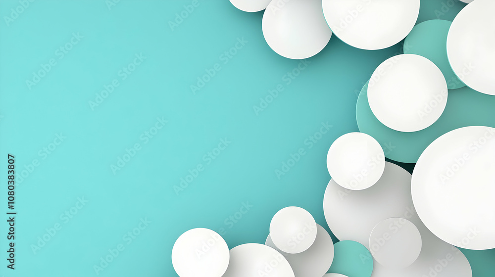 Abstract 3D Background with Overlapping White and Teal Circles Abstract 3D Background with Overlapping White and Teal Circles