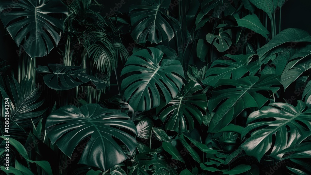 Full frame of nature green background, tropical leaf banner or floral jungle pattern concept. Full frame of nature green background, tropical leaf banner or floral jungle pattern concept.