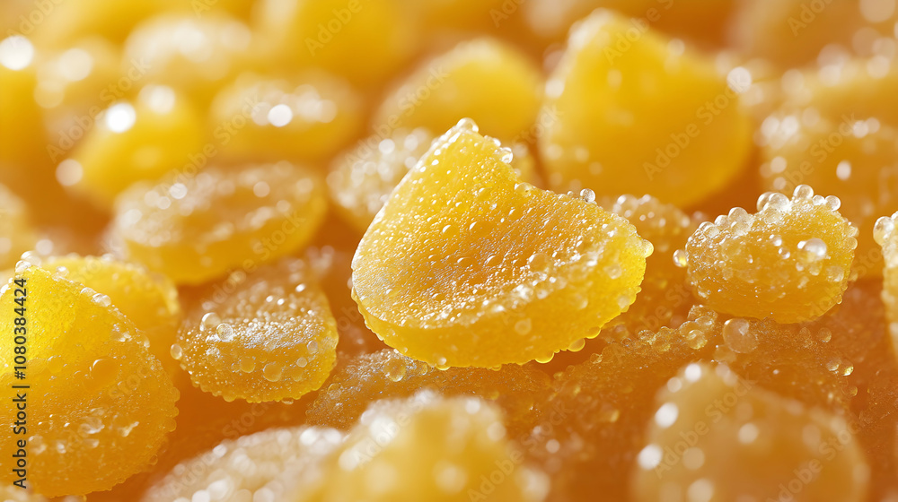Close-up of Shiny, Amber-Colored Gummy Candies, Abstract Background Texture of Sweet Treats Close-up of Shiny, Amber-Colored Gummy Candies, Abstract Background Texture of Sweet Treats
