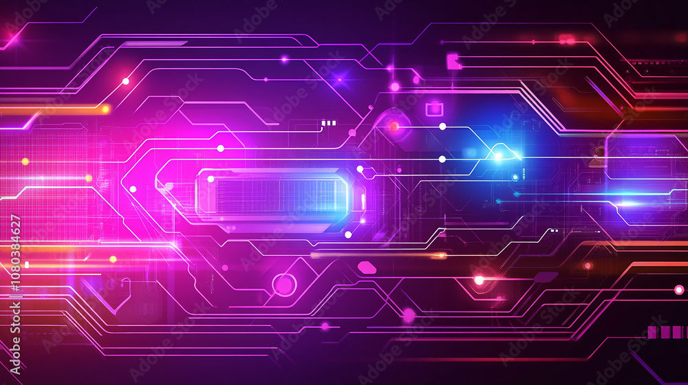 Abstract digital background with glowing lines and circles. Abstract digital background with glowing lines and circles.