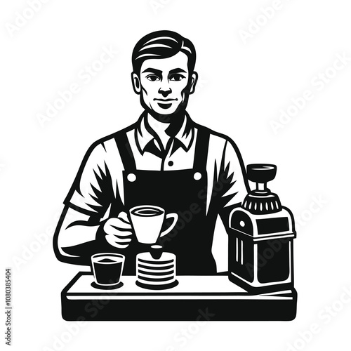 Barista at Work vector illustration