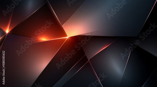 Abstract geometric background with glowing lines and shapes.