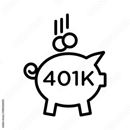 401k retirement savings icon linear logo mark in black and white