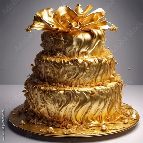 royal cake in gold icing symbol of justice, strength and faith