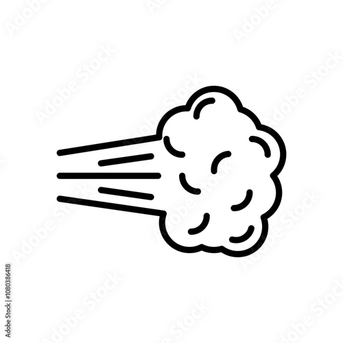 Air spray cloud icon linear logo mark in black and white photo