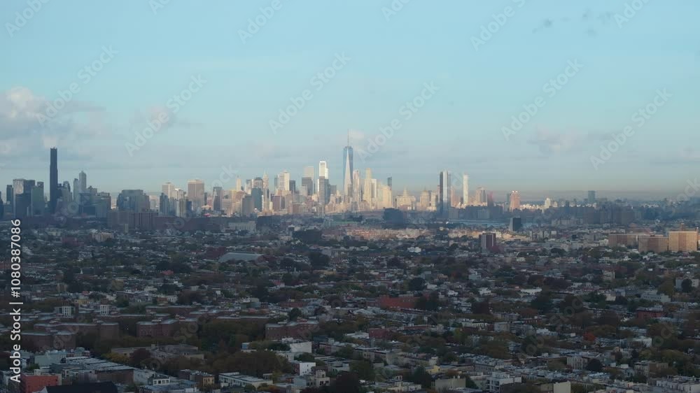 Aerial view of New York City at sunrise Aerial view of New York City at sunrise