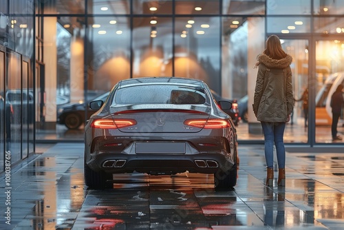 Wallpaper Mural Successful businesswoman revels in luxury car purchase, embracing modern auto tech and insurance Torontodigital.ca