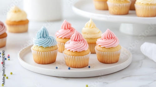 Delightful Mini Cupcakes with Whimsical Frosting in Pastel Shades Perfect for Celebrations, Showcasing a Colorful and Sweet Bakery Treat for Any Occasion