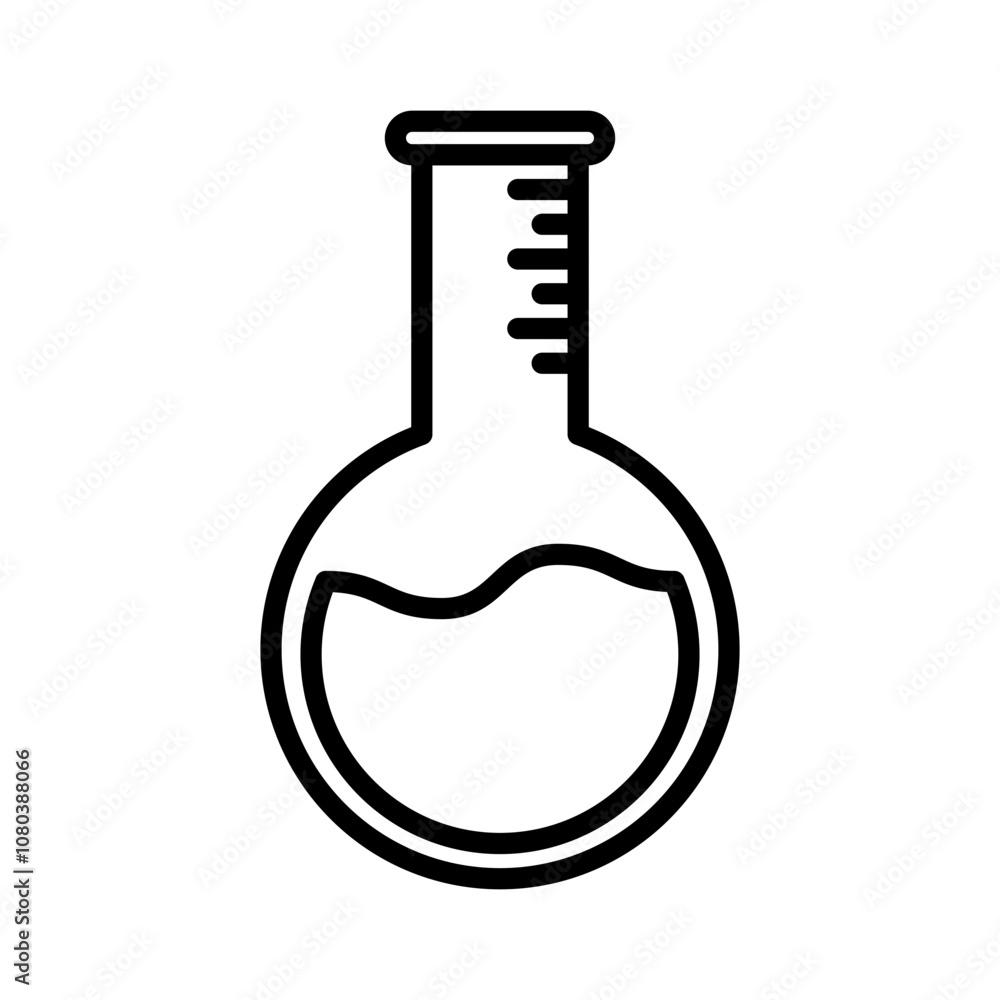 Chemical flask icon linear logo mark in black and white Chemical flask icon linear logo mark in black and white