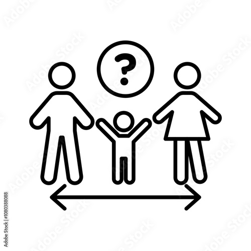 Child custody icon linear logo mark in black and white