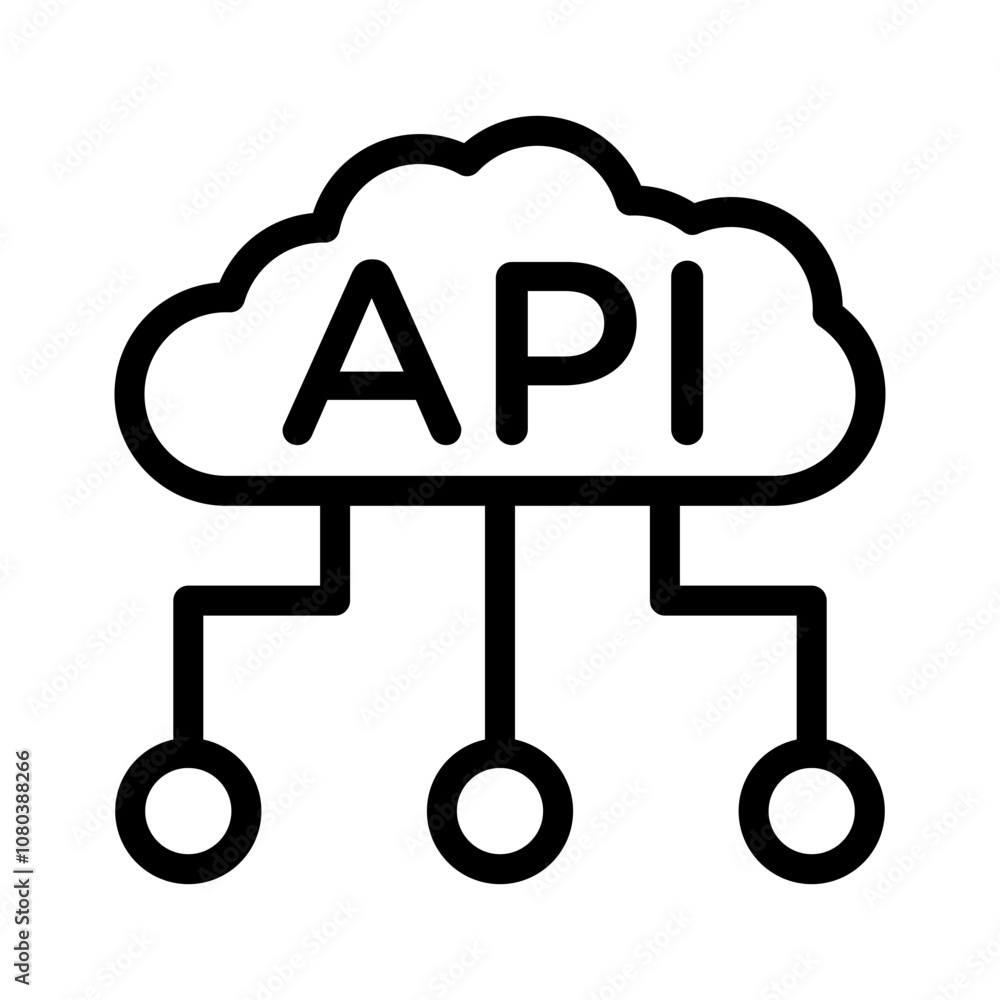 Cloud API icon linear logo mark in black and white Cloud API icon linear logo mark in black and white