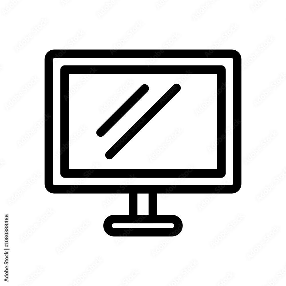 Computer monitor icon linear logo mark in black and white Computer monitor icon linear logo mark in black and white