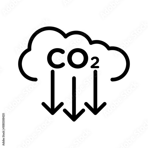 CO2 reduction icon linear logo mark in black and white